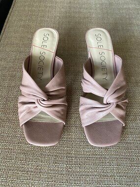 Sole Society Servilia Leather Twist Knot Slide Sandals